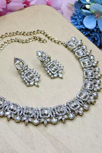 White designer premium festive wear necklace set