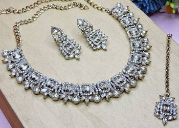 White designer premium festive wear necklace set 3
