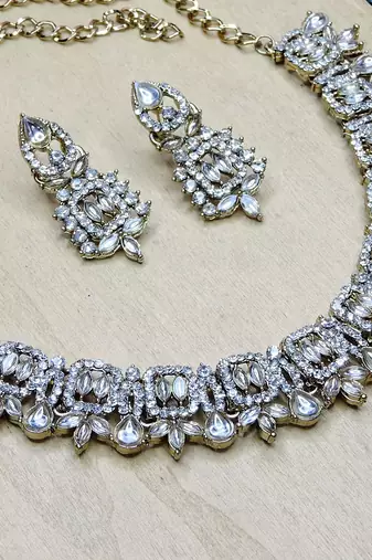 White designer premium festive wear necklace set
