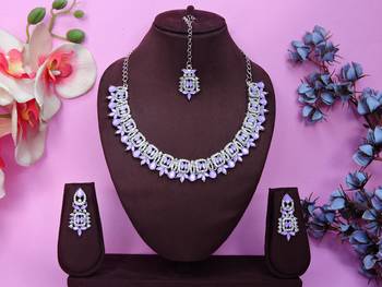 Purple designer premium festive wear necklace set 1