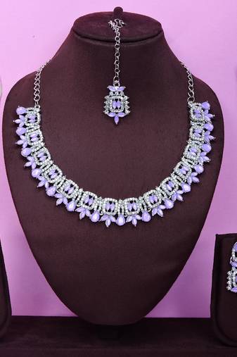 Purple designer premium festive wear necklace set