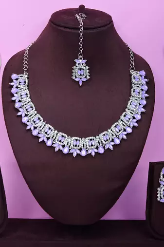 Purple designer premium festive wear necklace set