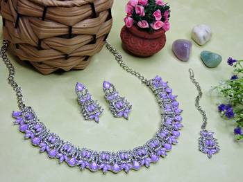 Purple designer premium festive wear necklace set 2