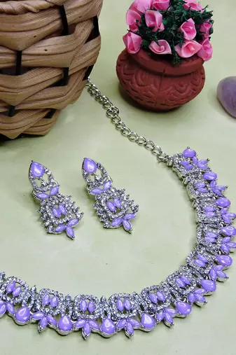 Purple designer premium festive wear necklace set