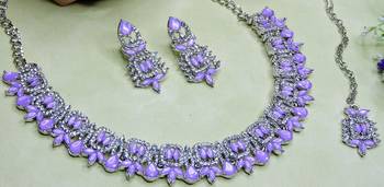 Purple designer premium festive wear necklace set 3