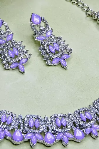 Purple designer premium festive wear necklace set