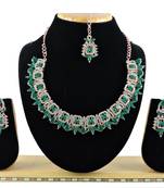 Green designer premium festive wear necklace set