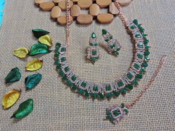 Green designer premium festive wear necklace set 2