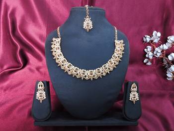 Grey designer premium festive wear necklace set 1