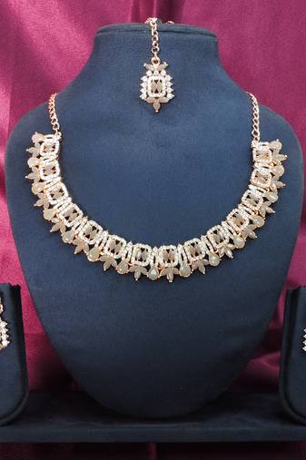 Grey designer premium festive wear necklace set