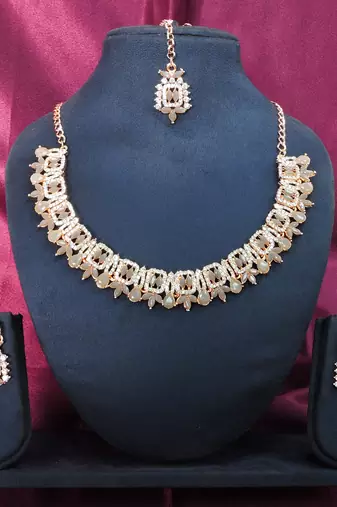 Grey designer premium festive wear necklace set