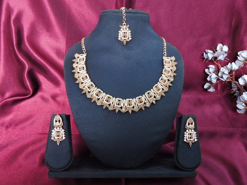 Grey designer premium festive wear necklace set
