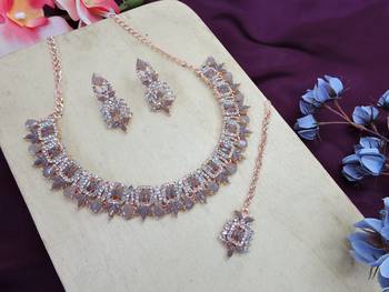 Grey designer premium festive wear necklace set 2