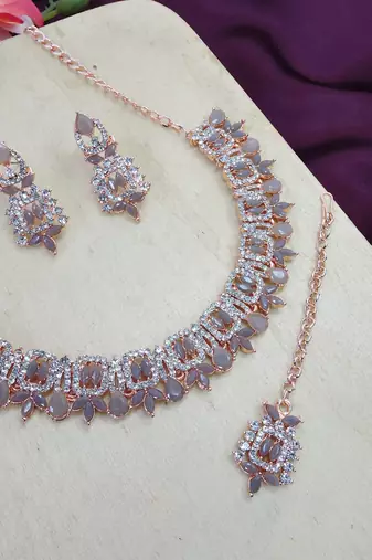 Grey designer premium festive wear necklace set
