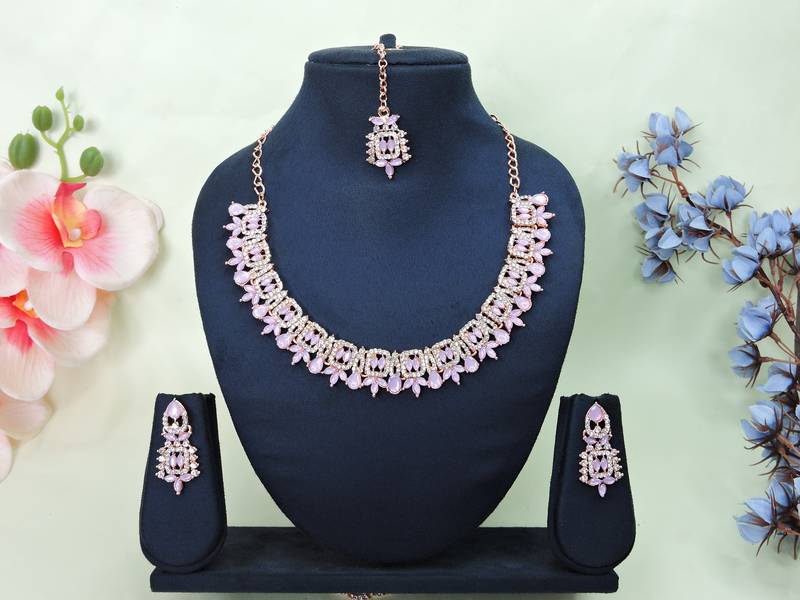 Purple designer premium festive wear necklace set
