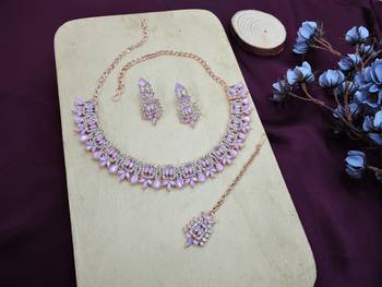 Purple designer premium festive wear necklace set 2