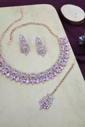 Purple designer premium festive wear necklace set