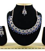 Blue designer premium festive wear necklace set