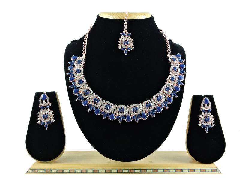 Blue designer premium festive wear necklace set