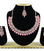 Pink designer premium festive wear necklace set