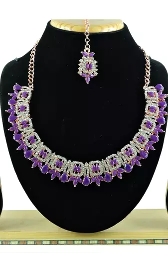 Purple designer premium festive wear necklace set