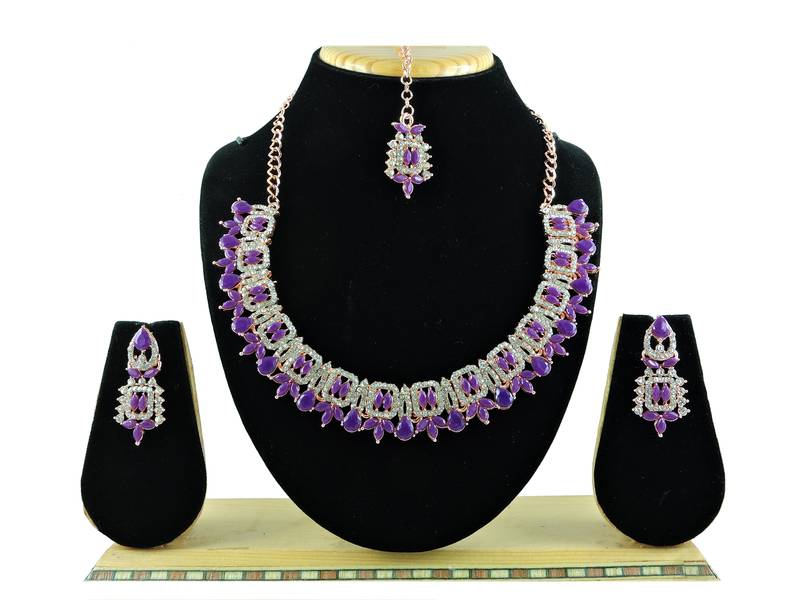 Purple designer premium festive wear necklace set