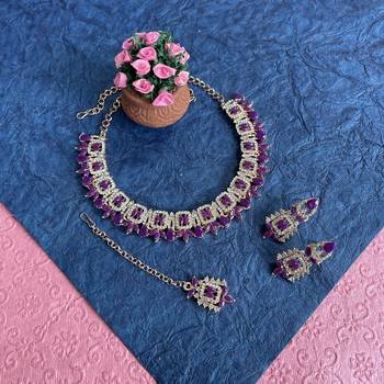 Purple designer premium festive wear necklace set 2