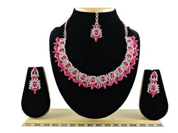 Red designer premium festive wear necklace set 1
