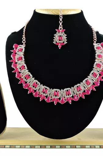 Red designer premium festive wear necklace set