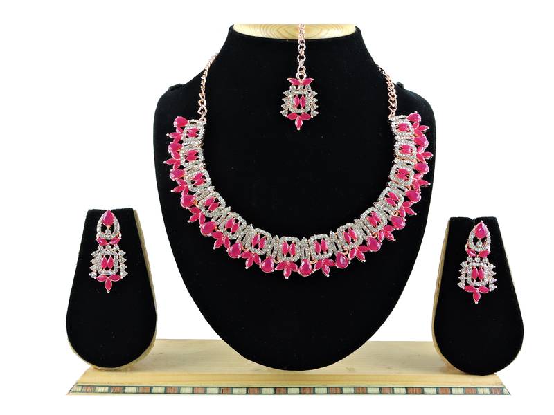 Red designer premium festive wear necklace set