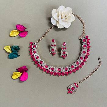 Red designer premium festive wear necklace set 2