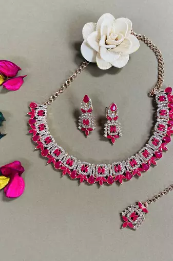 Red designer premium festive wear necklace set