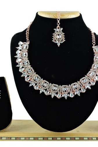 White designer premium festive wear necklace set