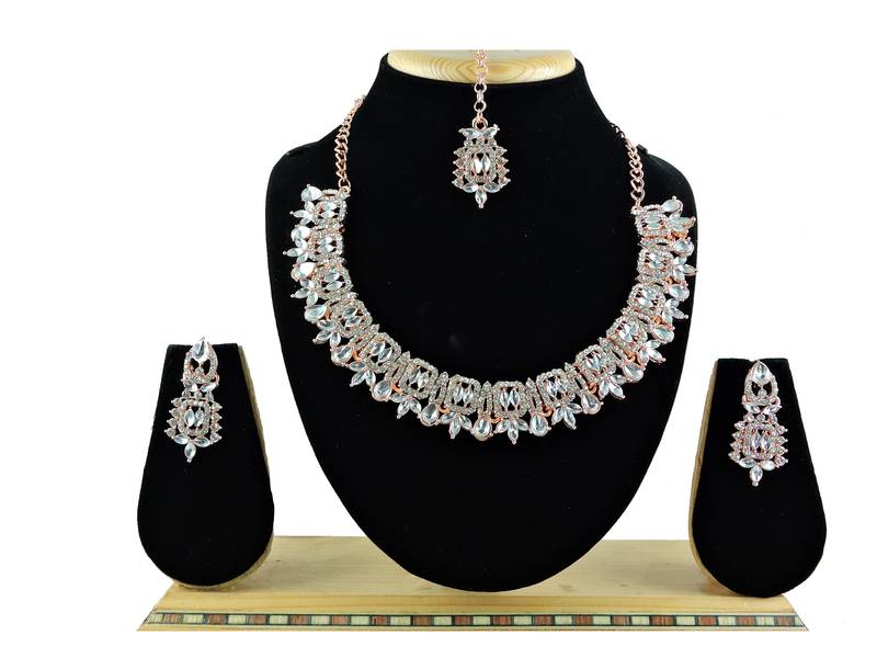 White designer premium festive wear necklace set