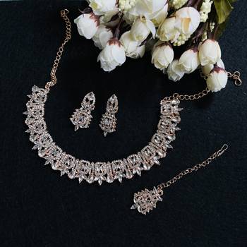 White designer premium festive wear necklace set 2
