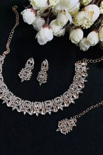 White designer premium festive wear necklace set