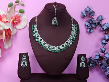 Green designer premium festive wear necklace set 1
