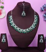 Green designer premium festive wear necklace set