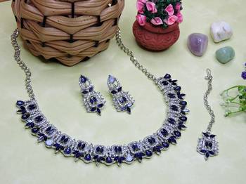 Blue designer premium festive wear necklace set 2