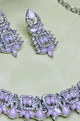Pink designer premium festive wear necklace set