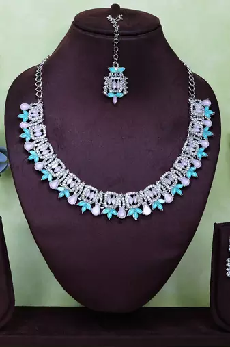 Multicolor designer premium festive wear necklace set