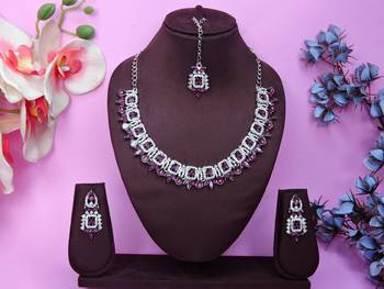 Purple designer premium festive wear necklace set 1