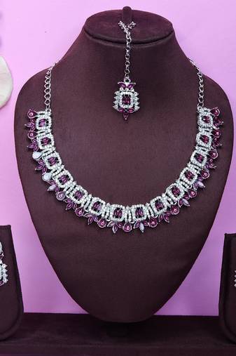 Purple designer premium festive wear necklace set