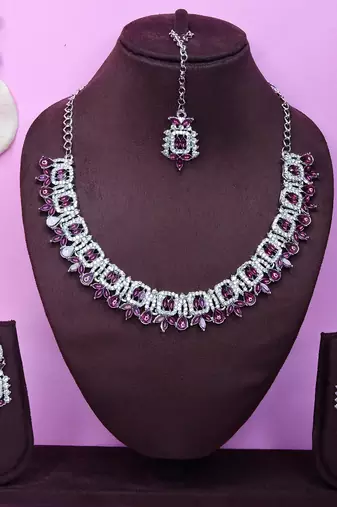 Purple designer premium festive wear necklace set