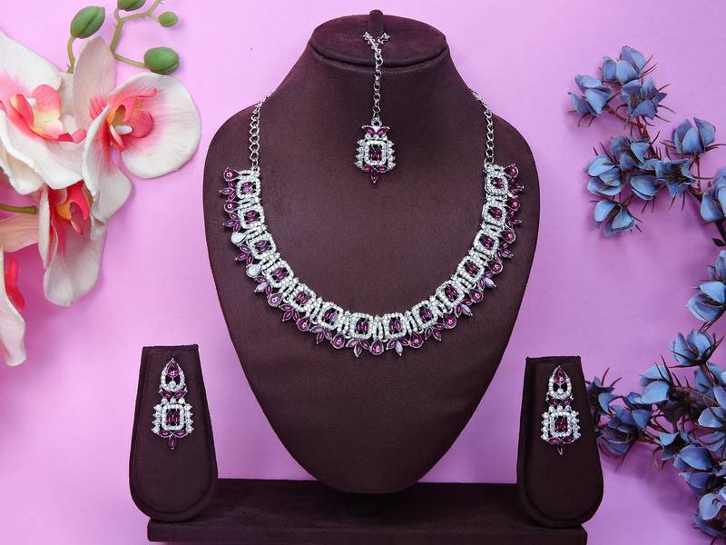 Purple designer premium festive wear necklace set