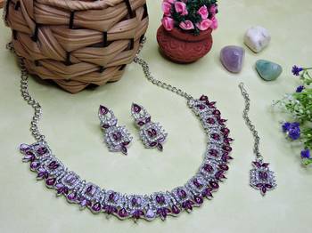 Purple designer premium festive wear necklace set 2
