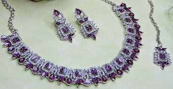 Purple designer premium festive wear necklace set 3