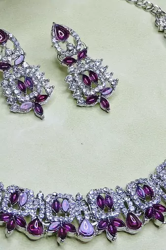 Purple designer premium festive wear necklace set