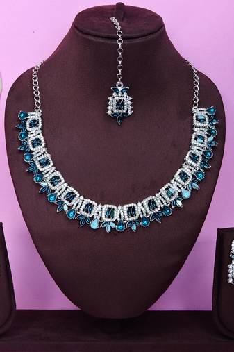 Turquoise designer premium festive wear necklace set