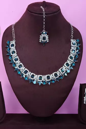 Turquoise designer premium festive wear necklace set